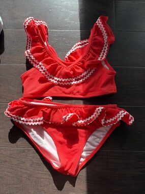 Janie and Jack Red Ruffle Two-Piece Swim Set